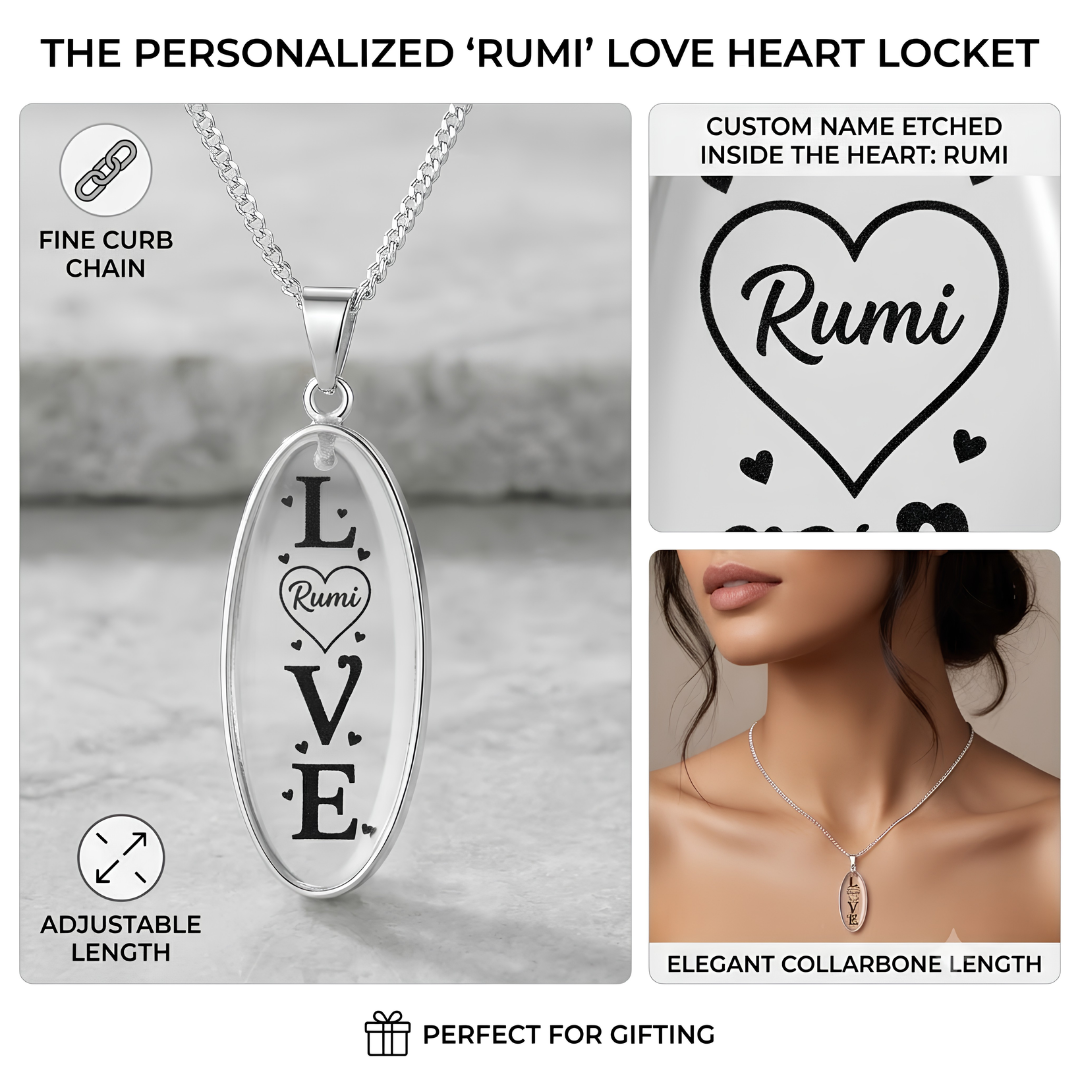 Personalized Couple Love Heart Name Pendant Necklace – With Custom Name