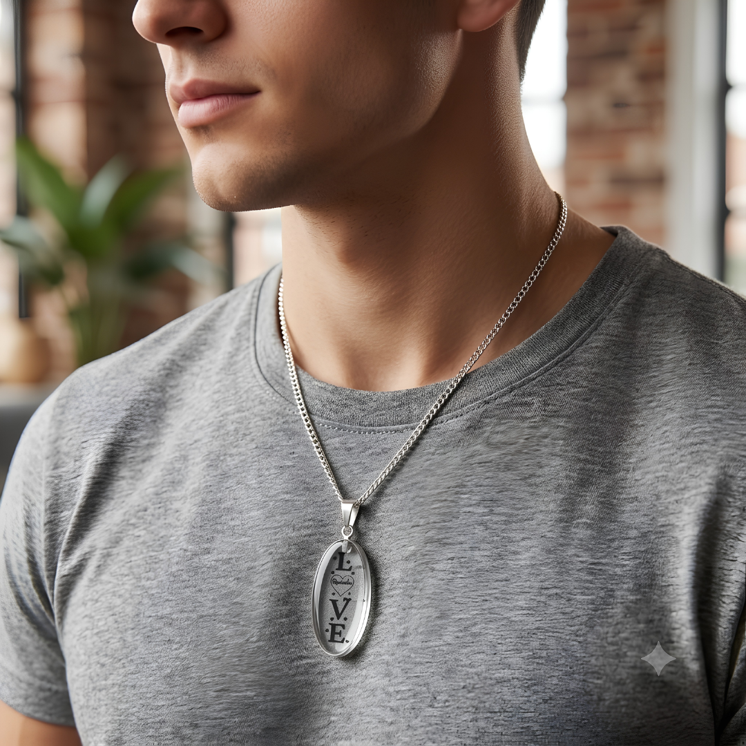 Personalized Couple Love Heart Name Pendant Necklace – With Custom Name