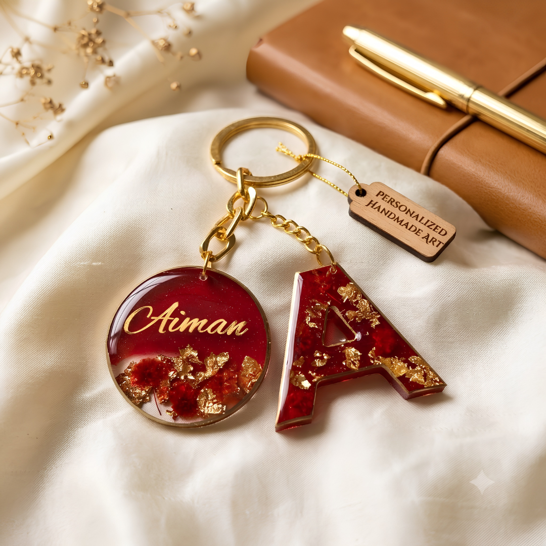 Personalized Handmade Resin Initial & Name Keychain