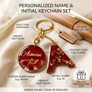 Personalized Handmade Resin Initial & Name Keychain