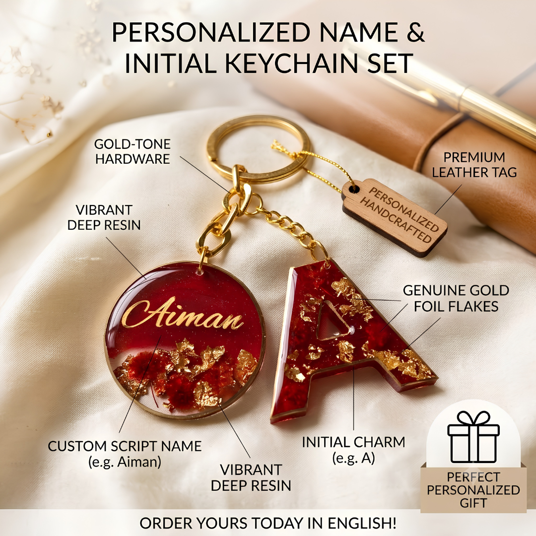 Personalized Handmade Resin Initial & Name Keychain