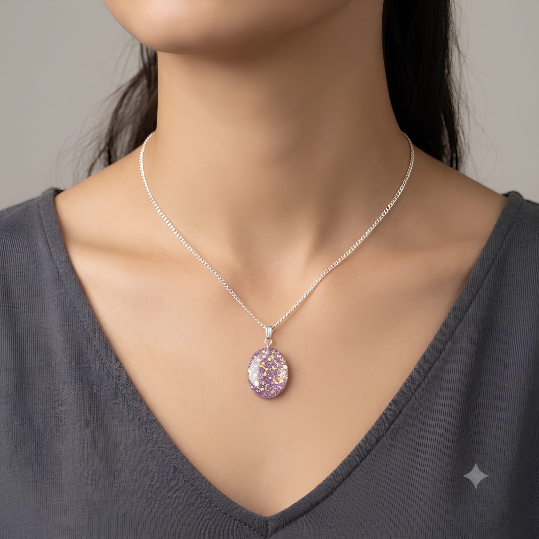 Handmade Glitter Resin Pendant Necklace for Man and Women