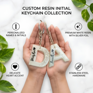 Custom Personalized Resin Initial Keychain with Name