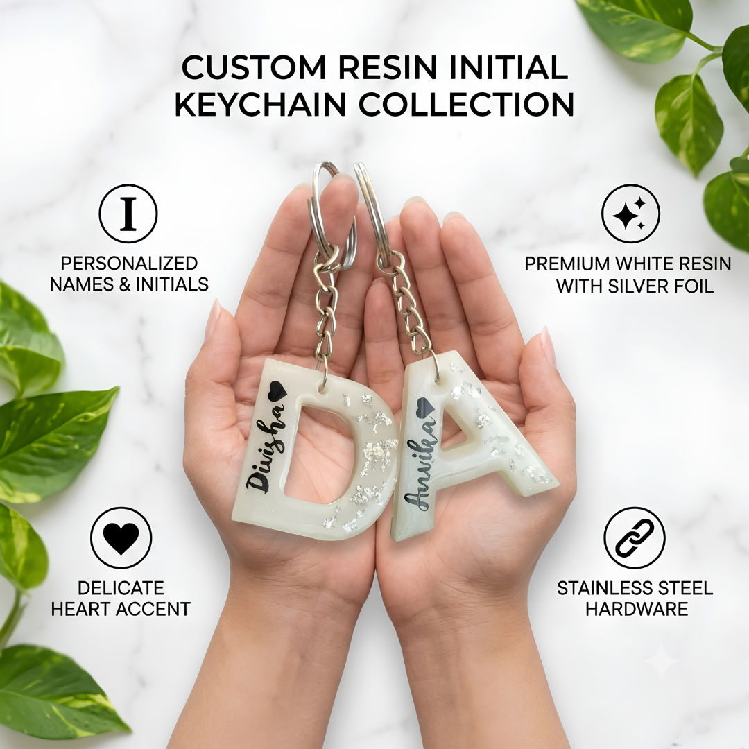 Custom Personalized Resin Initial Keychain with Name