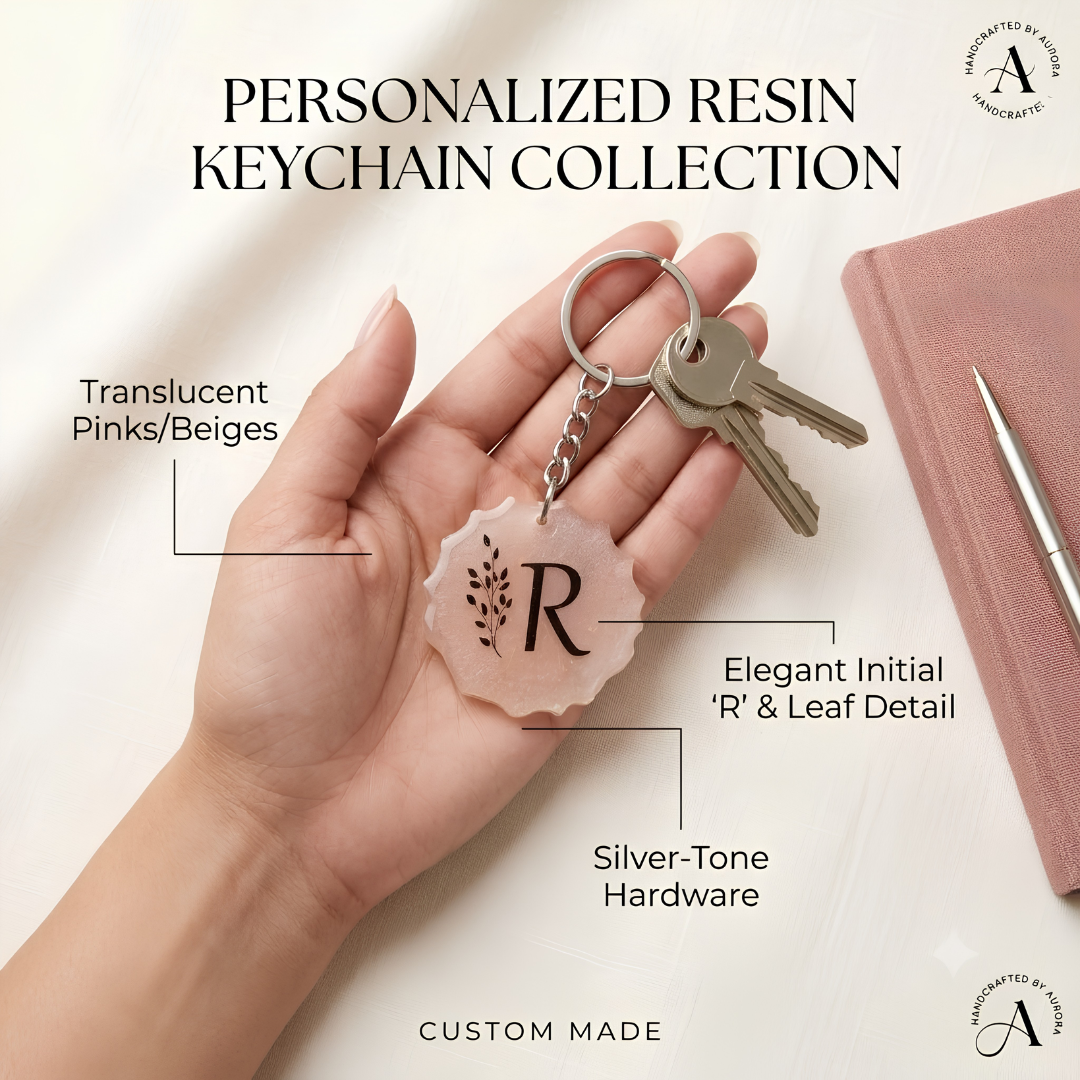 Personalized Resin Initial Keychain