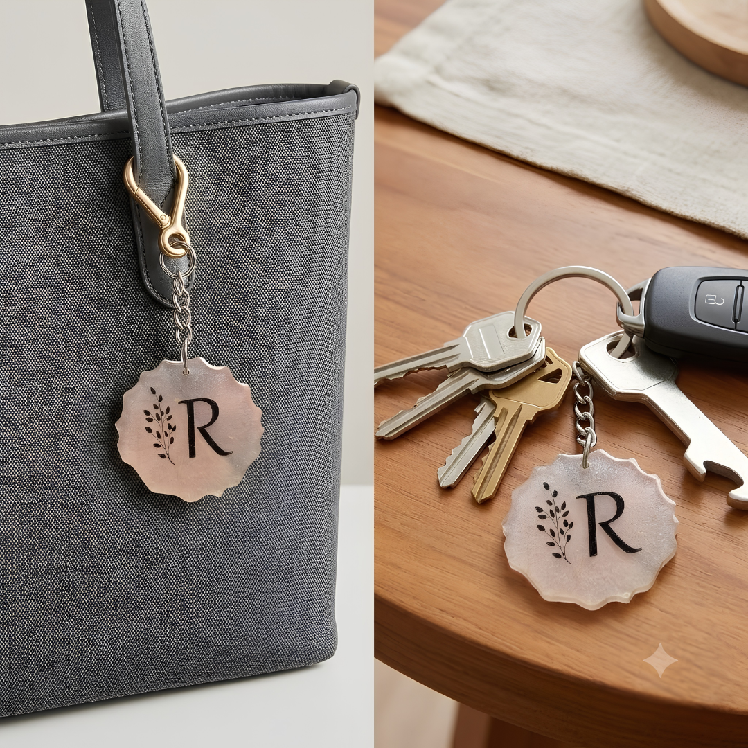 Personalized Resin Initial Keychain