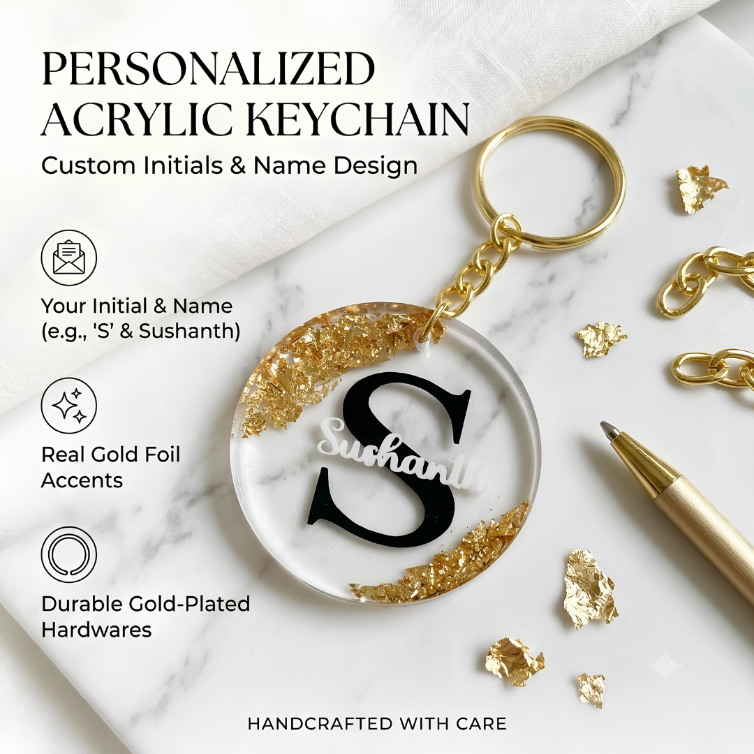 Personalized Acrylic Initial Keychain with Name