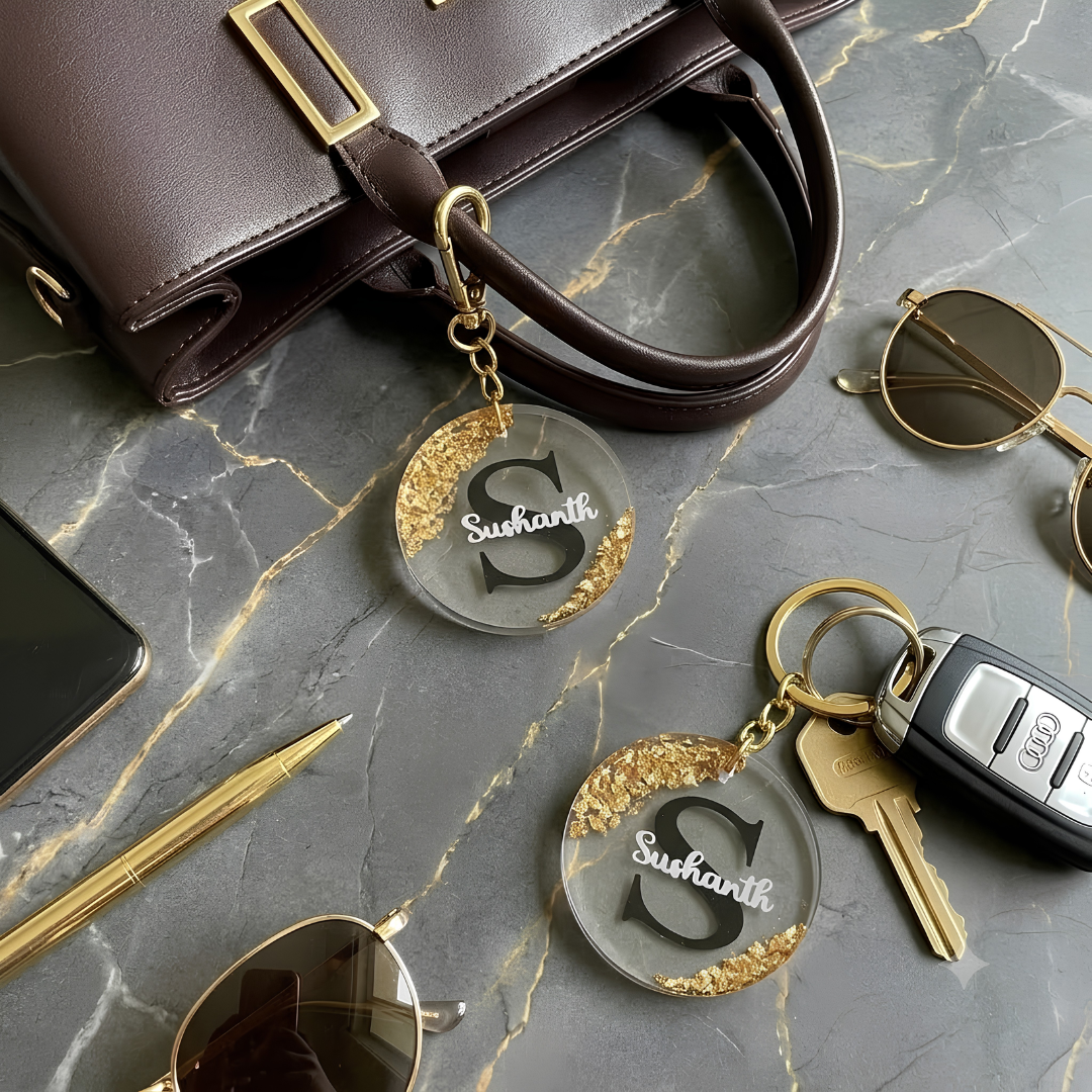 Personalized Acrylic Initial Keychain with Name