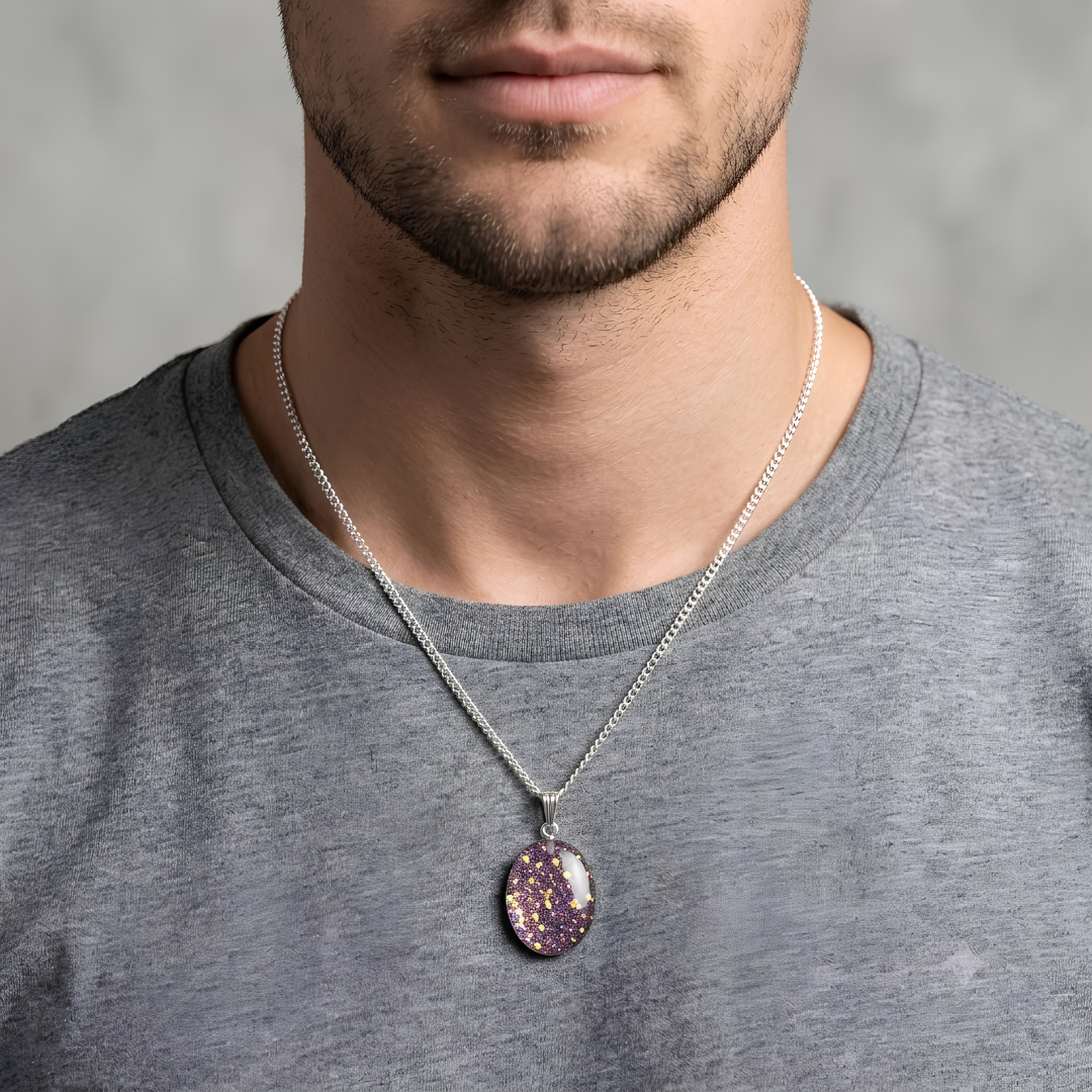 Handmade Glitter Resin Pendant Necklace for Man and Women