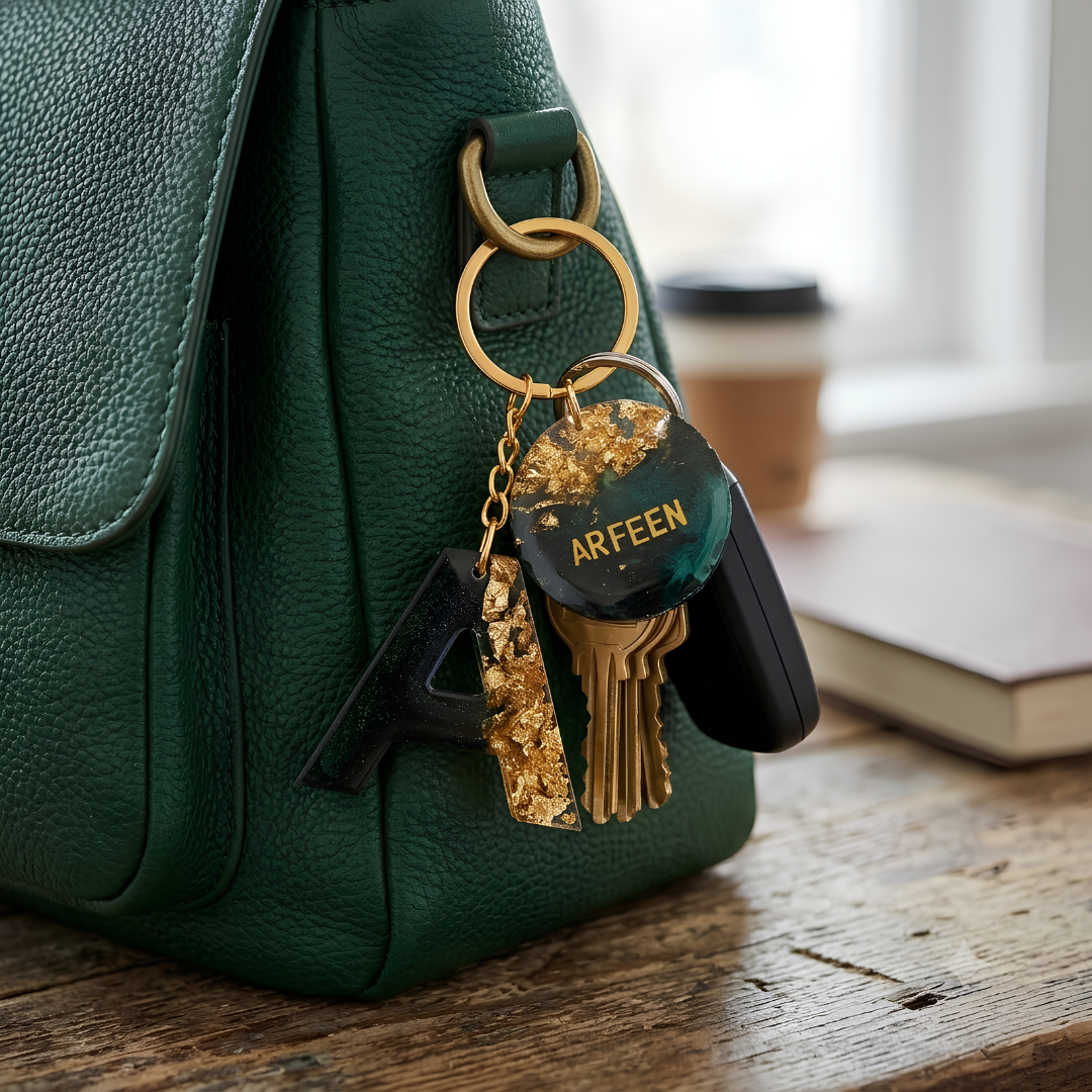 Personalized Resin Initial & Name Keychain