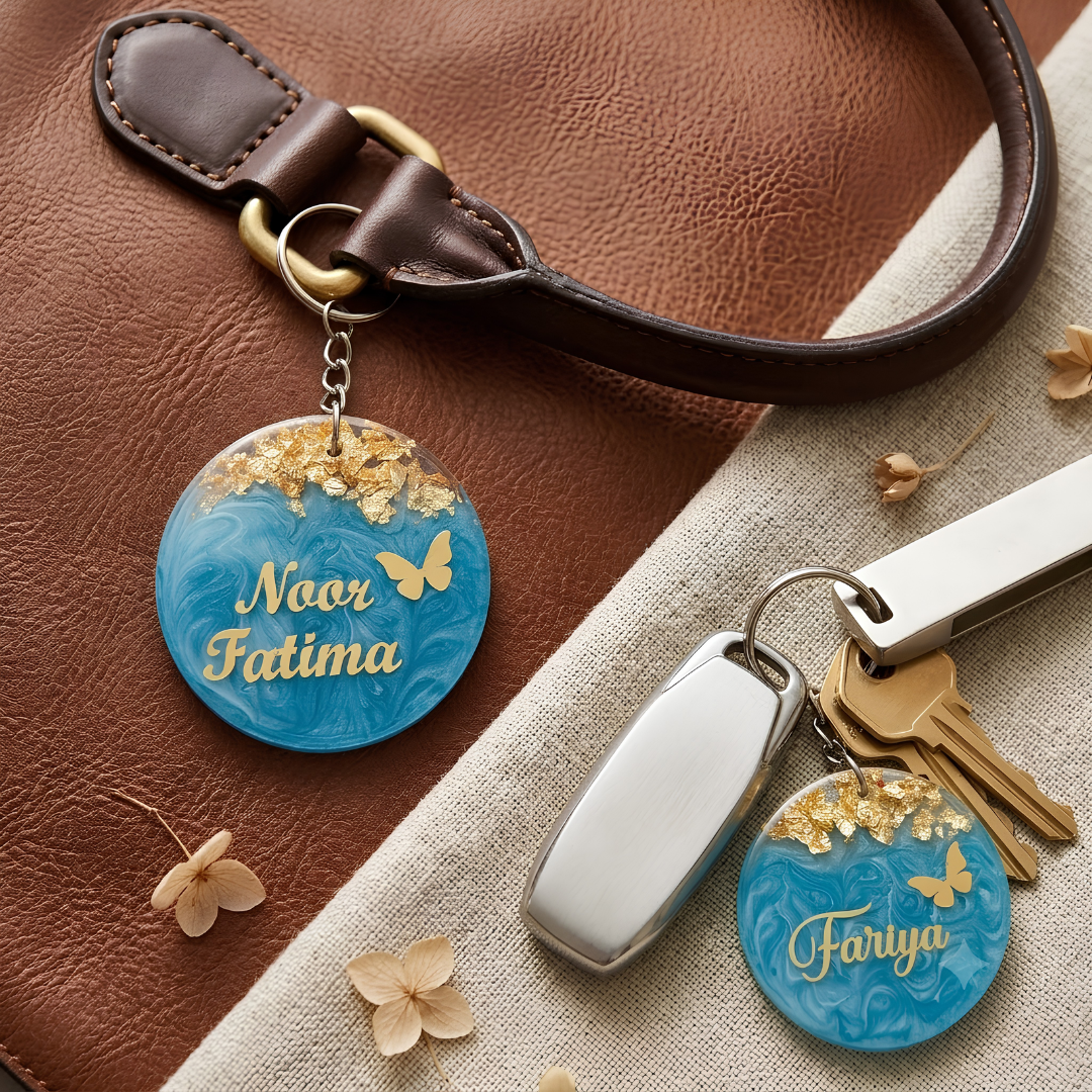 Custom Epoxy Resin Name Keychain