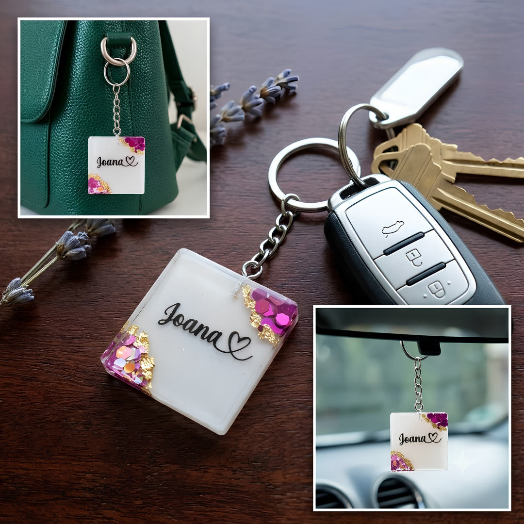 Custom Handmade Resin Name Keychain