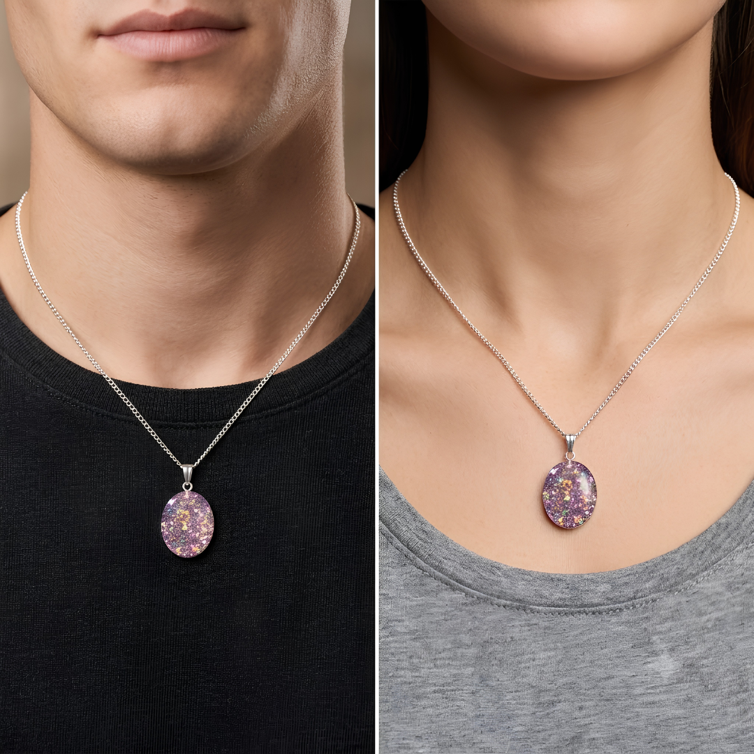 Handmade Glitter Resin Pendant Necklace for Man and Women