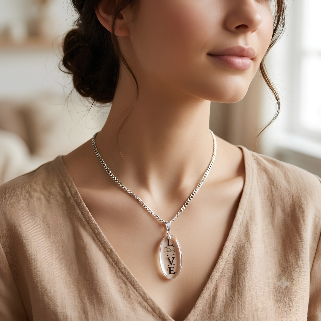Personalized Couple Love Heart Name Pendant Necklace – With Custom Name